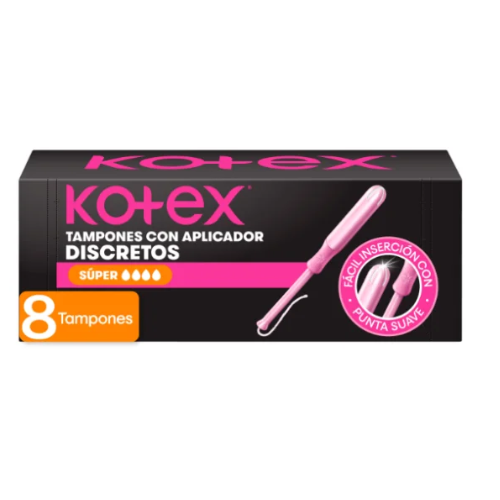 TAMPONES KOTEX CON APLICADOR FLUJO SUPER X 8 UND